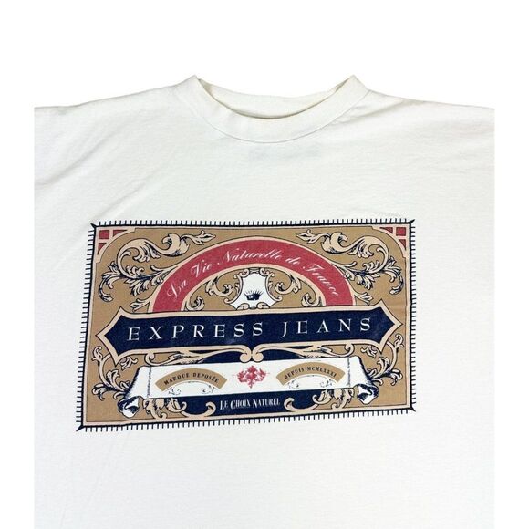 Vintage 90s Express Jeans T-Shirt One Size Spirit of Nimes Single Stitch - Picture 1 of 10